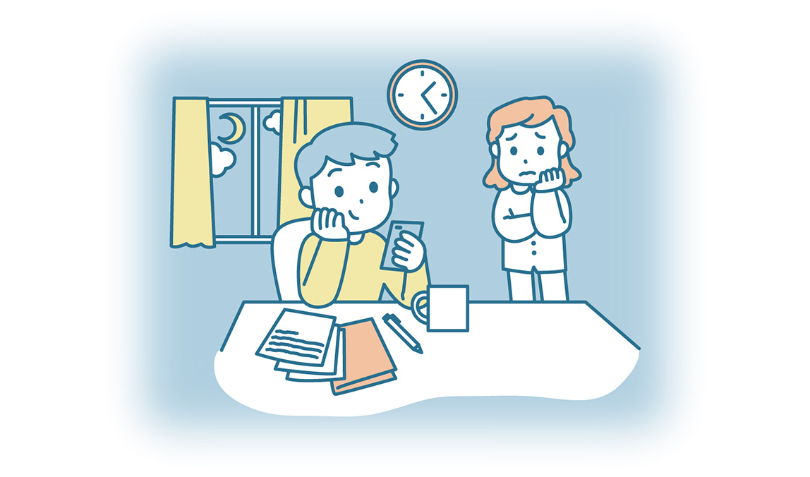 家族で取り組む「遅寝遅起き」への対応のイメージ画像